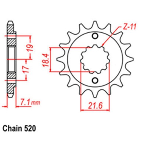 14T Kaw/Suz/Yam Front Sprocket (569)